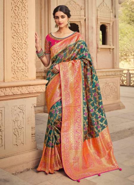 Dark Green Colour Royal Vrindavan Vol 23 New Latest Designer Festive Wear Saree Collection 10152